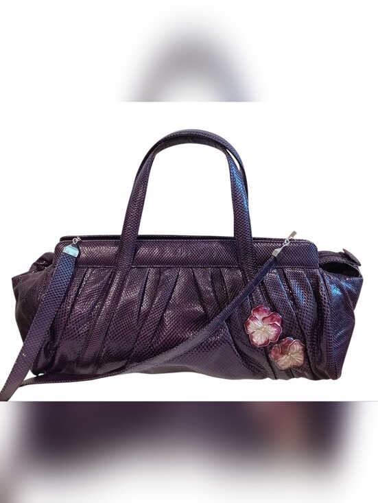 Judith Leiber Handbags - Judith Lieber Vintage Exotic Pleated Snakeskin Top Handle Shoulder Bag